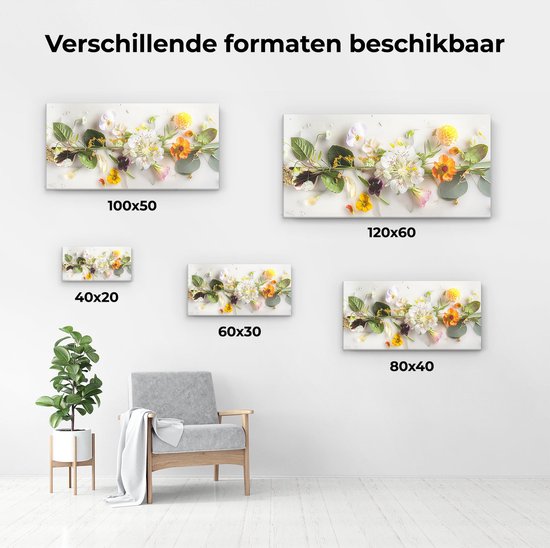 Artaza Peinture sur Toile Bouquet de Fleurs sur Fond Witte - 120x60 - Groot - Photo sur Toile - Impression sur Toile