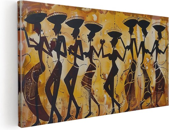 Artaza Canvas Schilderij Kunstwerk van een Groep Afrikaanse Dansers - 80x40 - Wanddecoratie - Foto Op Canvas - Canvas Print