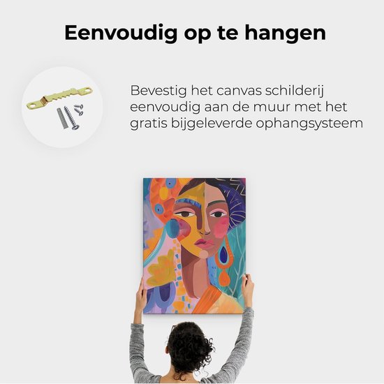 Artaza Peinture sur toile représentant une femme dans un turban coloré – 60 x 80 – Décoration murale – Photo sur toile – Impression sur toile