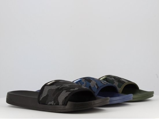 Heren slippers met legerprint - Khaki groen - ideaal voor thuis of bad/strand - maat 40