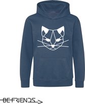 Be Friends Hoodie - Kat - Kinderen - Blauw - Maat 11-12 jaar
