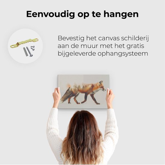 Artaza Peinture sur toile Renard marchant dans une forêt - 30 x 20 - Klein - Photo sur toile - Impression sur toile