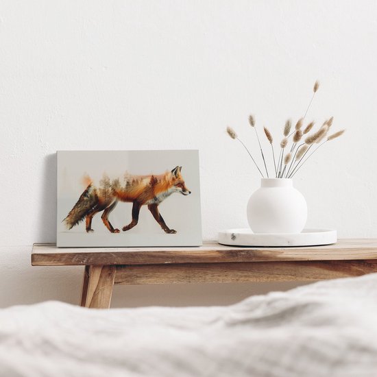 Artaza Peinture sur toile Renard marchant dans une forêt - 30 x 20 - Klein - Photo sur toile - Impression sur toile