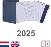Kalpa 6401-25 A5 6 Ring Agenda Vulling 1 Dag per Pagina EN NL (Een beetje roest op de ringbinder!) + opbergmap 2025