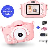 Digitale Kindercamera - 40 MP- Full HD 1080p - 32GB Inclusief Micro SD Kaart - Vlog Camera voor Kinderen - Roze - 10 x 6 x 5,5 cm