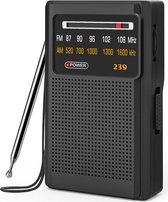 Draagbare Radio FM AM Radio Transistor zakradio - Uitstekende signaalontvangst - Geluidskwaliteit - Makkelijk te gebruiken - 2*AA Batterij aangedreven (Zwart)