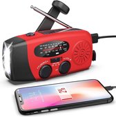 Draagbare radio op zonne-energie 2000 mAh - Oplaadbare handslinger-radio met led-zaklamp - AM/FM/NOAA-noodradio voor wandelen kamperen - Met powerbank-oplader