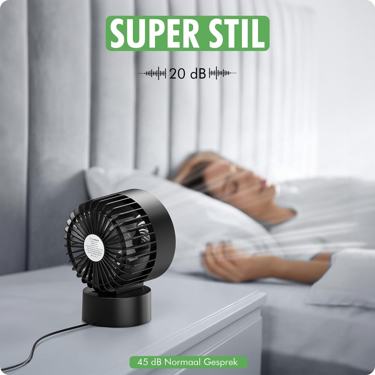 Travelhawk Mini USB Ventilator - Tafelventilator - Mini Ventilator - Klein, Stil en Geruisloos - Dual Motoren - Kantelbaar - 2 Snelheden - Zwart — afbeelding 3