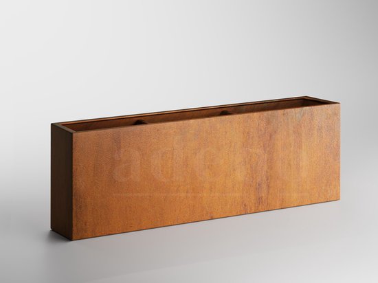 Adeqo cortenstaal plantenbak rechthoek 200 x 40 x 80 cm - 2 mm dik - 5 jaar garantie