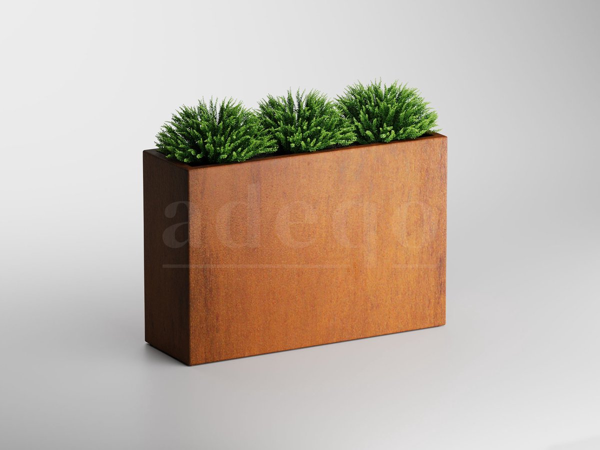 Adeqo cortenstaal plantenbak rechthoek 120 x 40 x 80 cm - Dikte 2mm - Met bodem