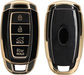 kwmobile autosleutel hoesje geschikt voor Hyundai 4-Tasten Elantra GT Accent Kona Veloster - autosleutel behuizing in zwart / goud
