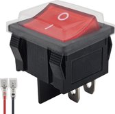 ProRide® Wipschakelaar ON-OFF KCD5-202 - met Beschermkapje en Aansluitkabel - 2 Polig - 250V/6A - Rood zonder lampje