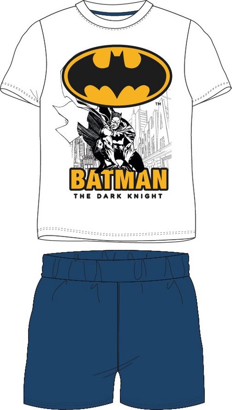 Batman shortama/pyjama the dark knight katoen wit/blauw maat 116