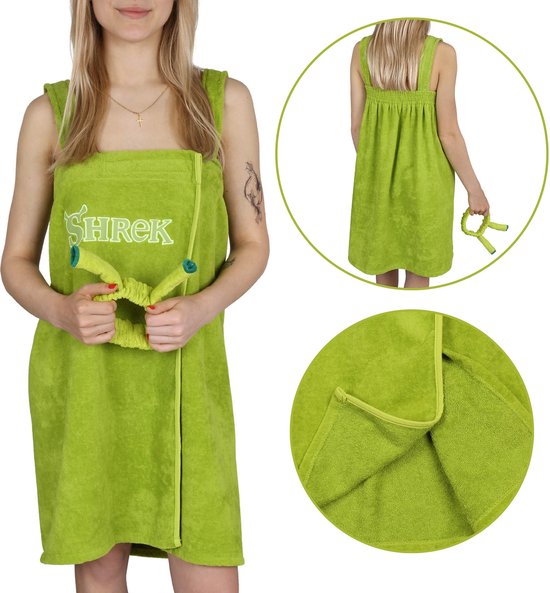 Shrek Groen, Katoenen Handdoek met Bandjes + Hoofdband