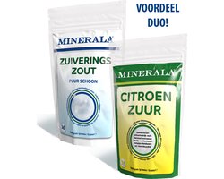 Duo Pack - Minerala Zuiveringszout en Citroenzuur - Food Grade - 2 x 1 KG - Hersluitbare doypack / stazak - Citric Acid Anhydrous - Natriumbicarbonaat - Baking Soda - Premium Kwaliteit - Herkomst Europa