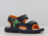 Sandale pour garçon Happy Bee avec fantaisie de dinosaure - bleu marine et orange - double velcro pour un ajustement parfait - taille 23