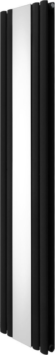 Ovale spiegelradiator - zwart - 1800mm x 380mm - met centrale spiegel