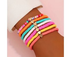 Hartje Armbanden Set - Multi Mix | 7-delig | Polymeer Klei | Fashion Favorite