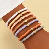 Set de Bracelets coeur - Nude Mix | 7 pièces | Argile polymère | Mode Favorite