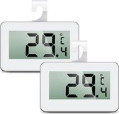 2 Pack Digitale Koelkast Vriezer Thermometer met Hook Groot LCD-scherm en Frost Alarm - Wit
