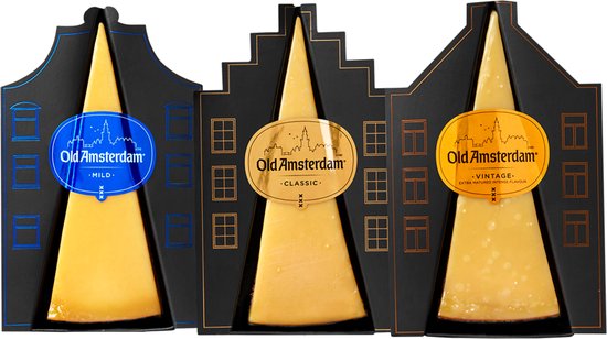 Old Amsterdam Melange – Classic, Vintage & Mild Kaaspakket – 3 Kazen Cadeau – Borrelpakket
