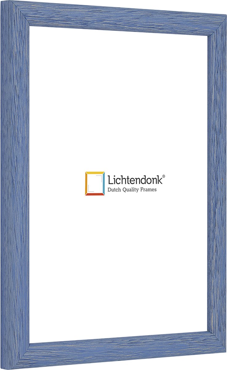 Lichtendonk Fotolijst - Fotokader - Blauw - Halfrond met zichtbare houtnerf - Fotomaat 24x30 - Ontspiegeld glas - Art.nr. 1055006324301