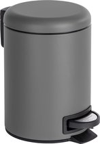 Stellar Afval Prullenbak 3 liter met pedaal - Voor Binnen - Deksel - Donkergrijs - Prullenbak - Badkamer prullenbak - WC prullenbak