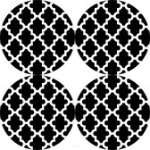 Bertoni - Placemats - tafelmatten set van 4 stuks - rond - 33 cm - zwart met wit