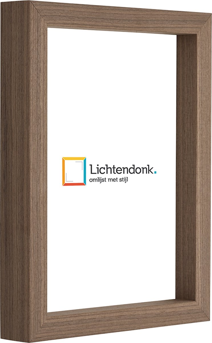 Lichtendonk Fotolijst - Walnoot - 3 cm hoog profiel - Fotomaat 50x100 - Ontspiegeld ACRYLITE® - Art.nr. 101064116501003 BruinBruin