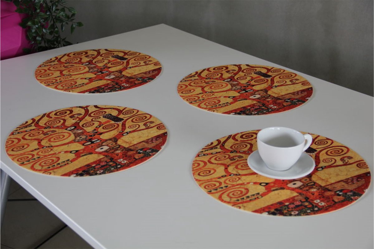 Set De 4 Dessous De Verre En Feutre Rond - Impression 4D - Lavable - Diamètre 33 Cm - Protection De Table Décorative