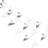 Wit & Zilveren Slingers Verjaardag Versiering Wit & Zilver Vlaggenlijn Feest Decoratie Vlaggetjes – 10 Meter