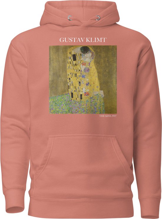 Gustav Klimt 'De Kus' ("The Kiss") Beroemd Schilderij Hoodie | Unisex Premium Kunst Hoodie | Dusty Rose | XL