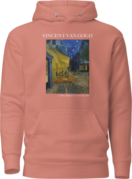 Vincent van Gogh 'Terras van een Café 's Nachts' ("Café Terrace at Night") Beroemd Schilderij Hoodie | Unisex Premium Kunst Hoodie | Dusty Rose | M