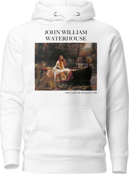 John William Waterhouse 'De Vrouw van Shalott' ("The Lady of Shalott") Beroemd Schilderij Hoodie | Unisex Premium Kunst Hoodie | Wit | XL