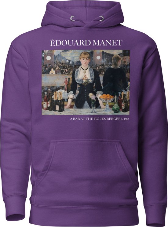 Édouard Manet 'Een Bar in de Folies-Bergère' ("A Bar at the Folies-Bergère") Beroemd Schilderij Hoodie | Unisex Premium Kunst Hoodie | Paars | XXL