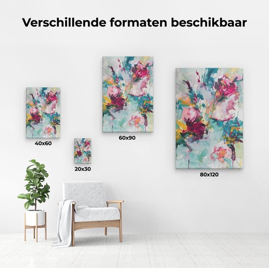 Artaza Canvas Schilderij Bloemen Abstract - 20x30 cm - Klein - Muurdecoratie Canvas Schilderijen Woonkamer - Wanddecoratie Abstracte Kunst - Schilderijen Op Canvas