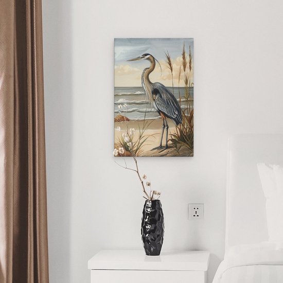 Artaza Peinture sur toile Héron bleu debout sur la plage – 20 x 30 – Klein – Photo sur toile – Impression sur toile
