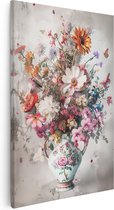 Artaza Canvas Schilderij Vaas Vol Bloemen - 20x30 - Klein - Foto Op Canvas - Canvas Print