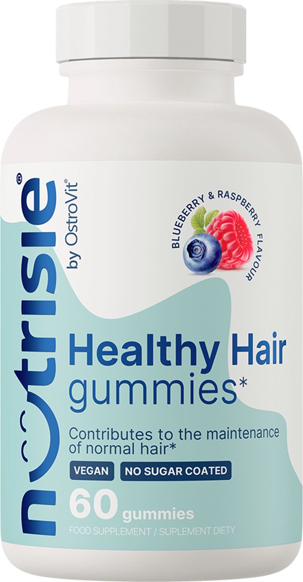 Goedkoopste OstroVit - NUTRISIE® Healthy Hair Gummies - 60 Stuks - Blueberry Raspberry smaak - Biotin - Biotine - Vitamine - Vitamin - A, D, E, C, B12, B6 & Meer - Goed voor Sterk Glanzend Haar!