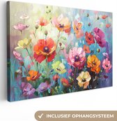 Peinture sur toile 180x120 cm - Décoration murale Fleurs - Coloré - Aquarelle - Nature - Été - Décoration murale murale salon - Décoration chambre - Accessoires de chambre - Peintures