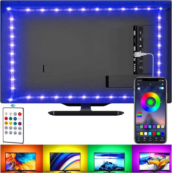 HUEX - Smart LED TV-Achtergrondverlichting: USB, APP-besturing, Muzieksynchronisatie (2m)