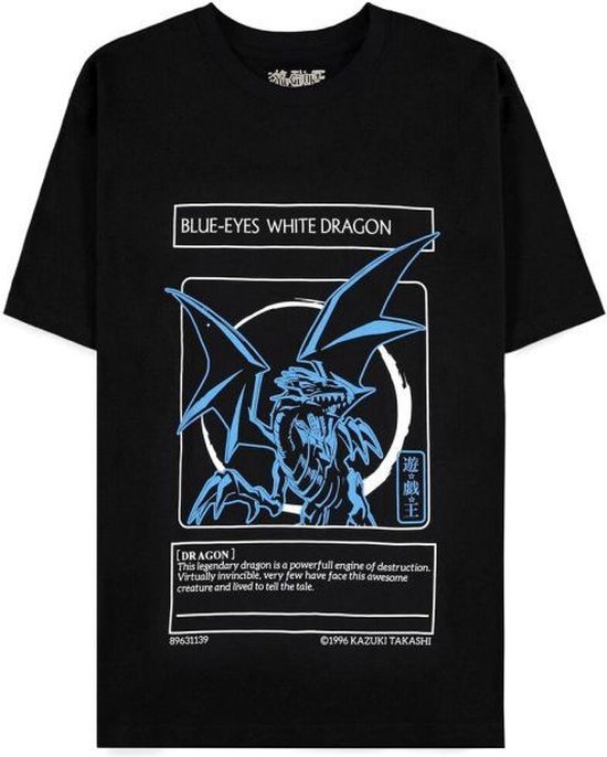 YuGiOh ! Tshirt Homme - S- Blue Eye's White Dragon Zwart