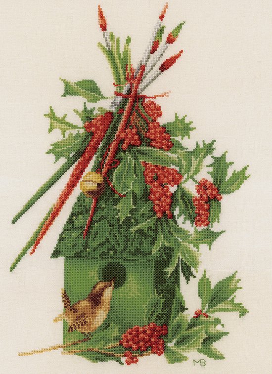 borduurpakket PN0173607 marjolein bastin, winterhuisje