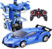 Transform Afstandsbediening Auto Speelgoed- Voor Kinderen Jongens - 2 in 1 - Robot - Auto - Blauw