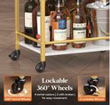 thumbnail: Lifewit Barwagen 3 Tier Met Wielen - Rustiek Bruine Serveerwagen Voor Keuken En Woonkamer 43,2x30x81,5cm