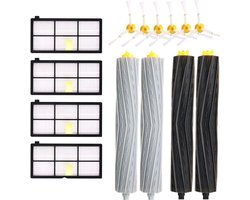 Vervangende onderdelenset geschikt voor iRobot Roomba 960 980 990 900 890 896 885 886 865 866 800 805 860 861 870 871 880 accessoireset met 6 zijborstels + 4 HEPA-filters + 2set/4 stuks Rollers
