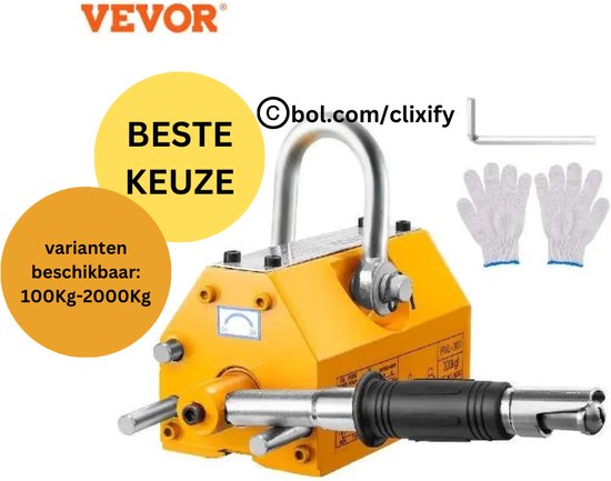 Clixify - Hijsbanden - Hefmagneet - Hijskraan - Permanente Magnetische Lifter - Hijsketting - Kraan - Hijshaak - Neodymium & Stalen Hefmagneet Hefmagneten - Winkelkraan - Tilband - Hijsstrop