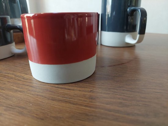 Tasse à café ou tasse à thé de luxe Floz Design - rouge et blanc - finition pierre brillante et mate - 200 ml - commerce équitable du Vietnam