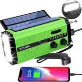 Dutchers® Noodradio Solar Opwindbaar - 5000 mAh - Radio op Batterijen - Solar Powerbank - Noodradio Opwindbaar - Noodpakket - Dynamo Solar - Survival Radio - Groen