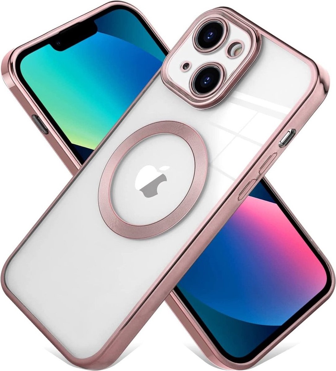 Cityhoesje - iPhone 14 Plus - Magnetic - Magsafe - Back Cover - Roségoud